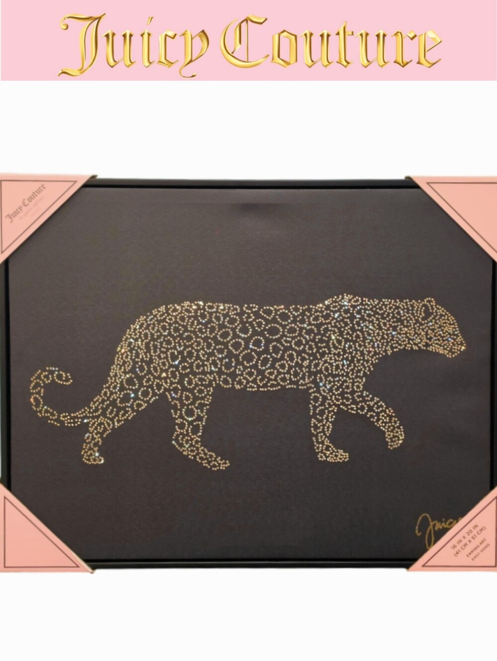 Juicy Couture Home Gold Crystal Leopard Silhouette Framed Wall Decor